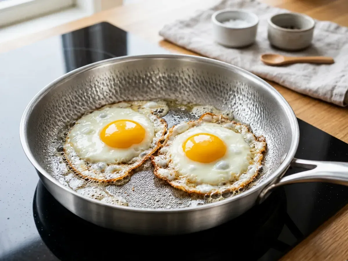 Healthy family meal cooking in the uncoated Joyhnny Titanium Pro Pan