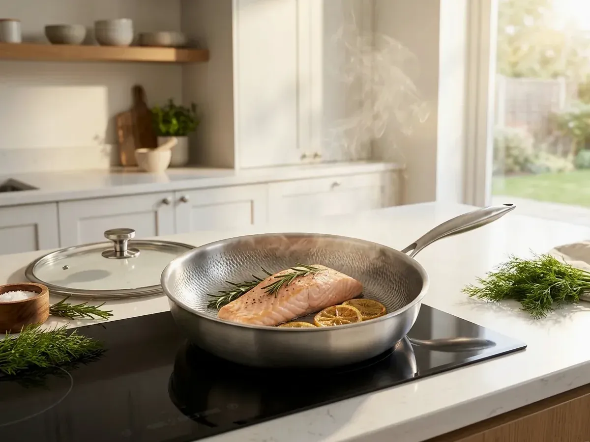 Joyhnny Titanium Pro Pan Coating-Free 11-Inch Skillet with glass lid